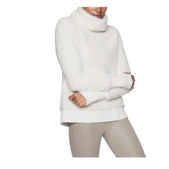 Athleta Nirvana Sherpa Funnel Neck Sweatshirt Cream Size L Athleisure Neutral - Picture 1 of 14
